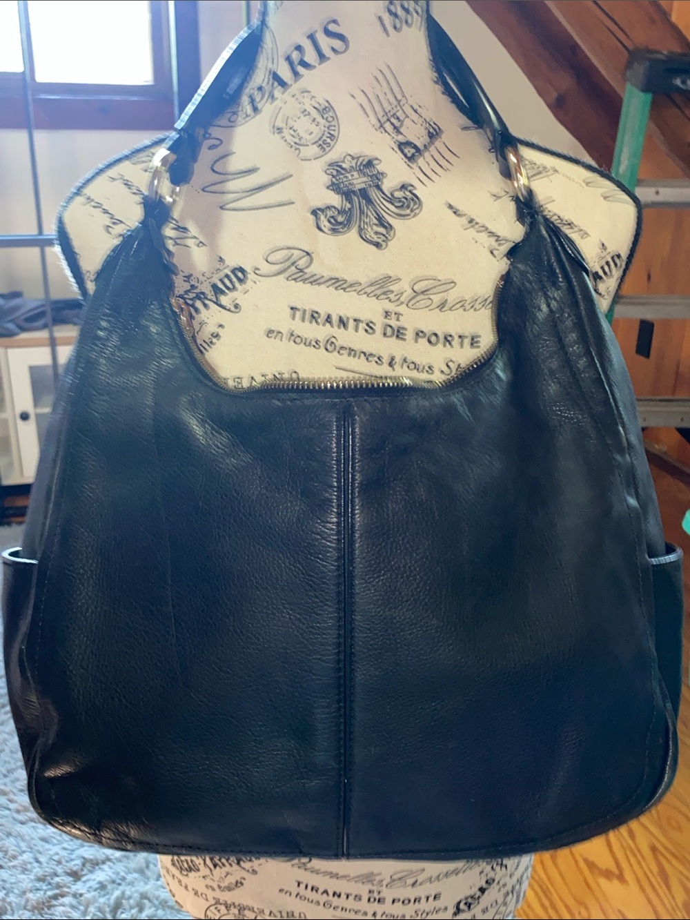 Cole Haan Black pebble Leather Shoulder Bag with Gold-Tone Accents - Picture 14 of 16